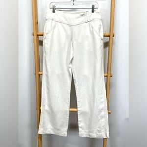 ATHLETA White linen wide leg elastic waist pants size SP